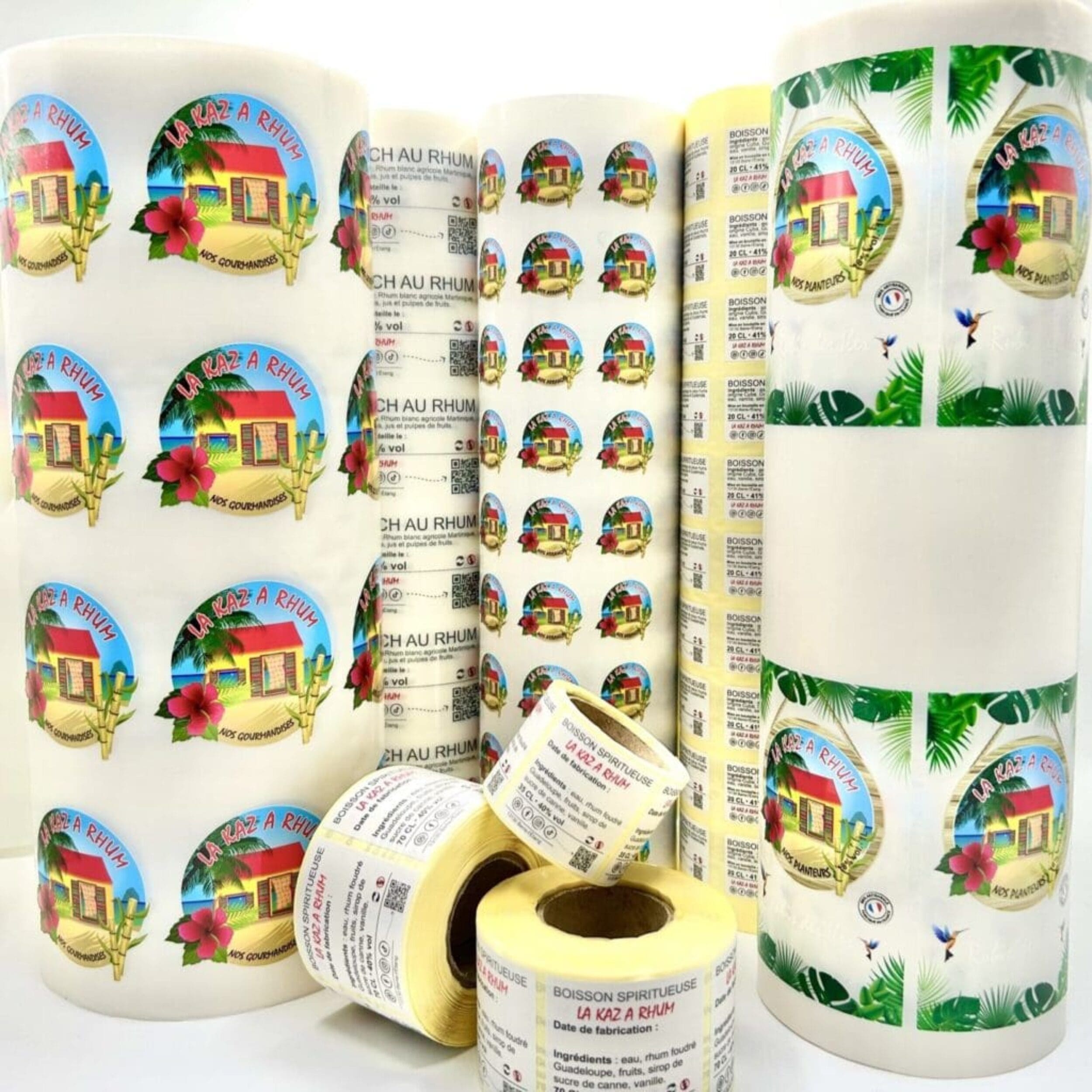 Étiquettes colorées La Kaz à Rhum.