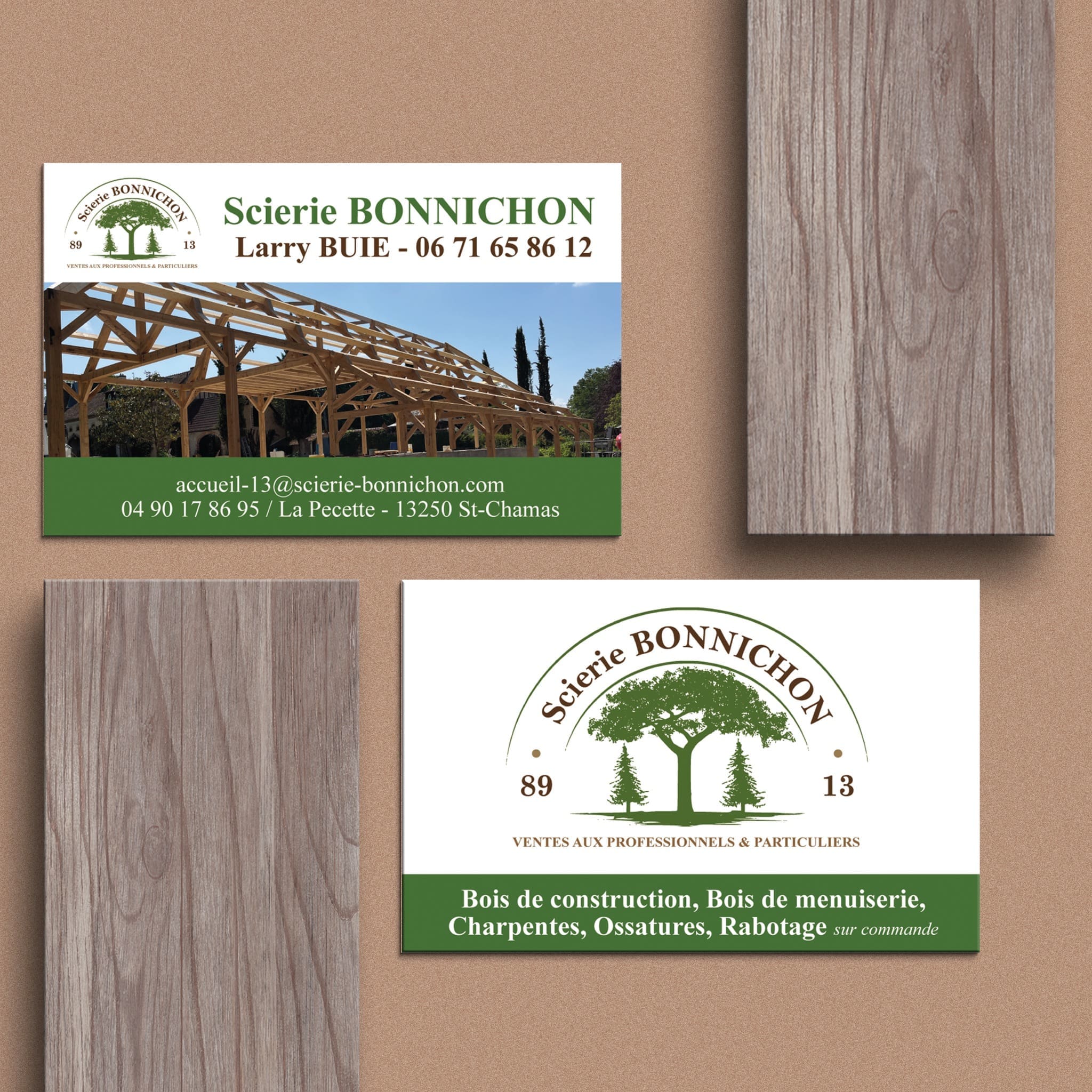 Une carte de visite de la Scierie Bonnichon 