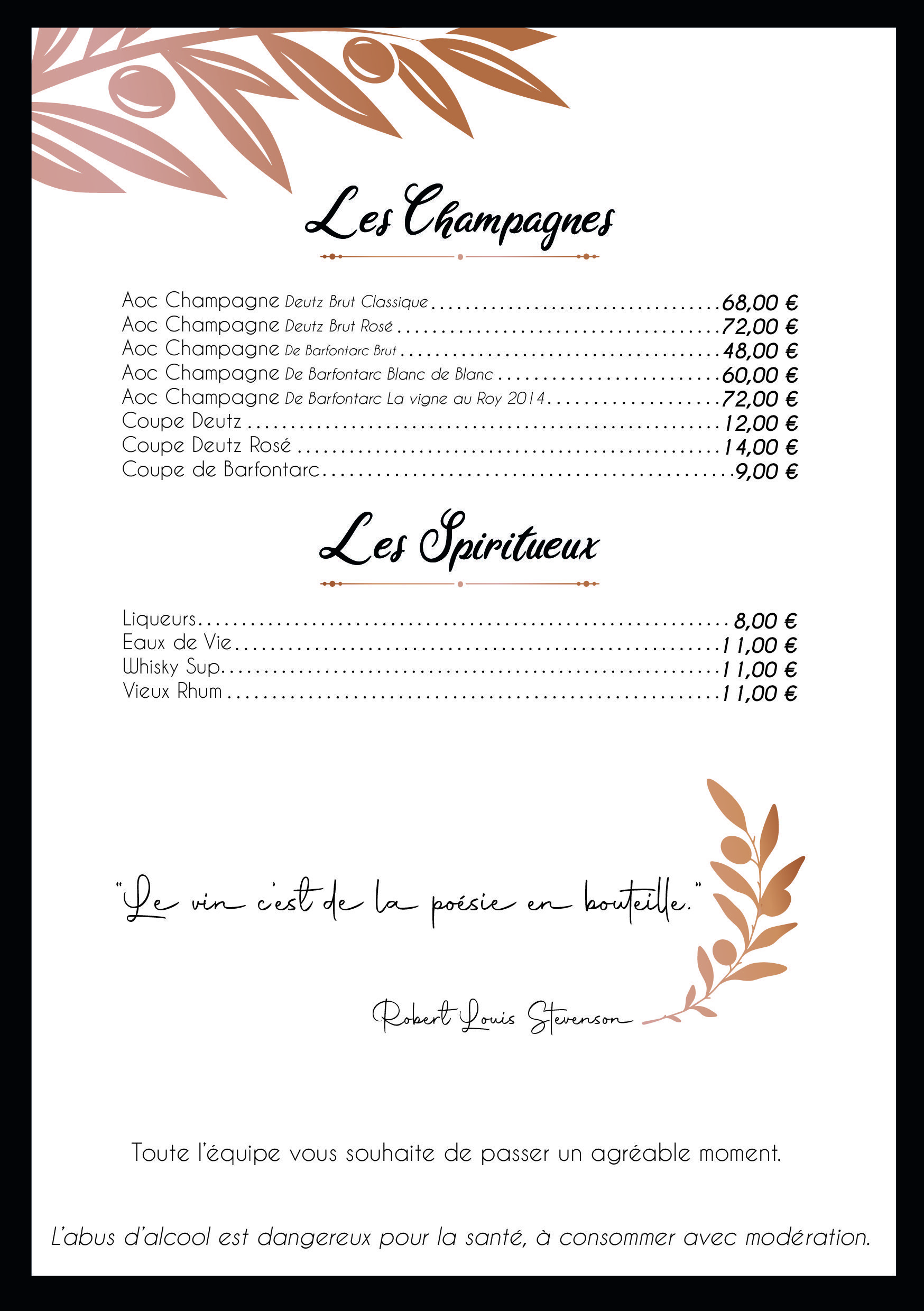 Carte de boissons restaurant le moulin des sens salon de provence page 3 sur 3
