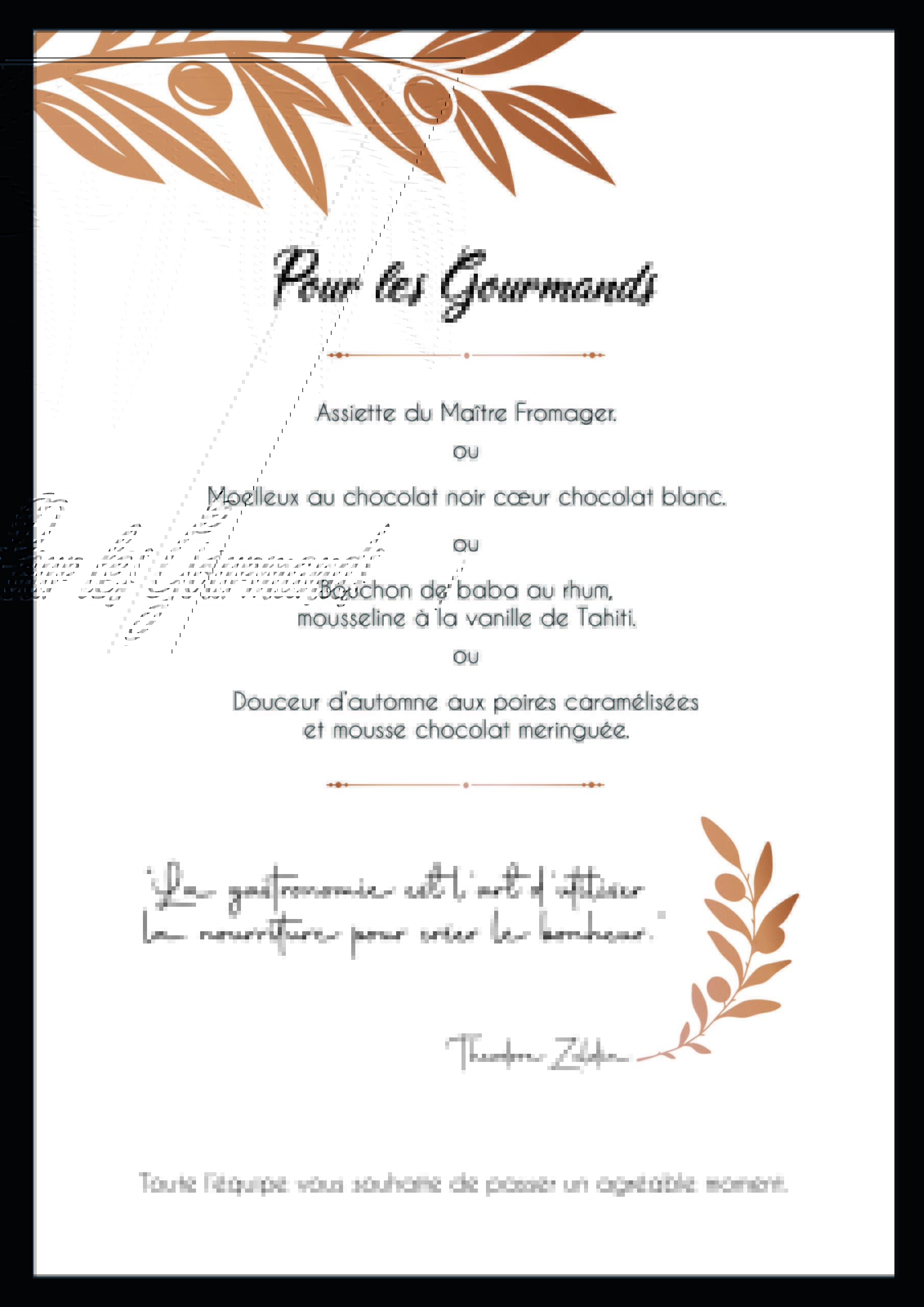 Desserts du mois de novembre 2023 - Restaurant Le Moulin des Sens - Salon de Provence